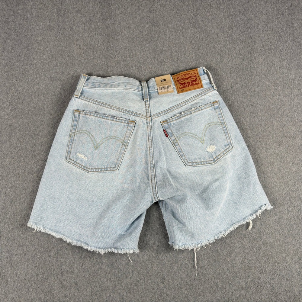 Levi's 501 Jean Shorts Womens 26 Light Wash Distressed Denim